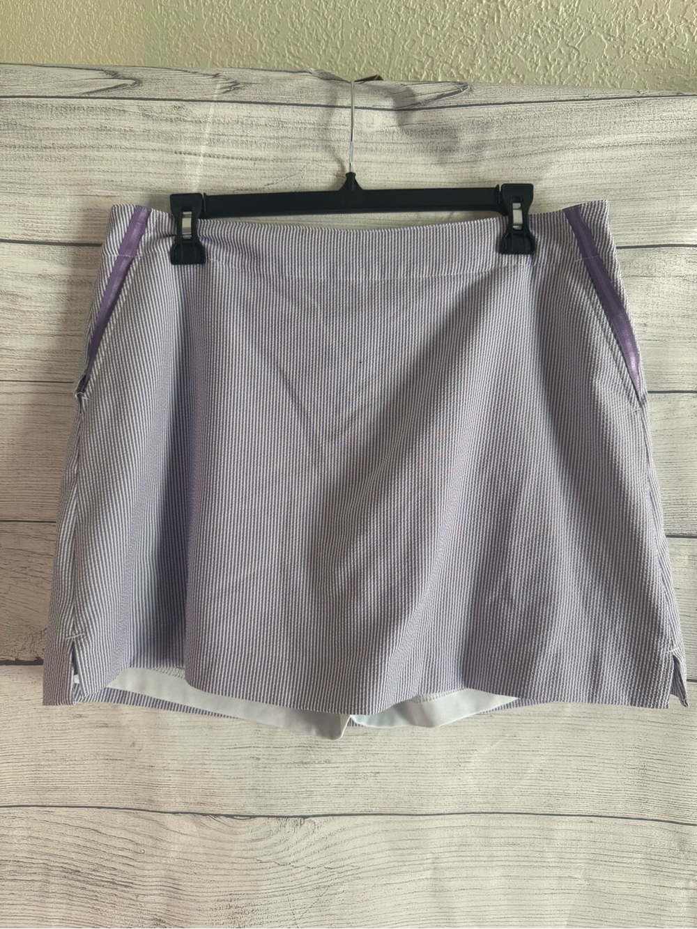 Lady Hagen Lavender Pinstripe Skort with Purple Trim